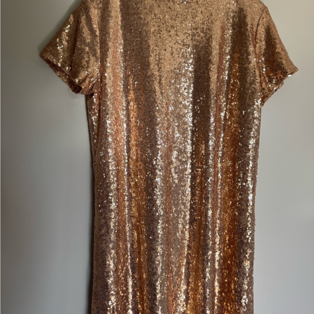 Lulu’s Gold  Sequin Shift Dress SZ L - Picture 6 of 6